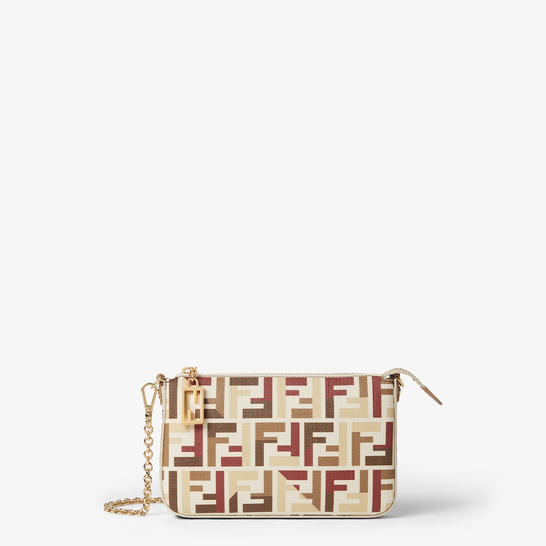 FENDI Baguette Pouch Pouch with chain in multicolor FF fabric - Image 1